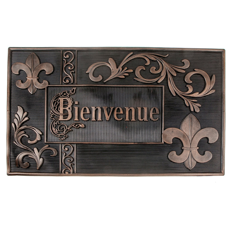 Tapis d'entrée antidérapant 18 po x 29,5 po Bienvenue Fleur De Lis