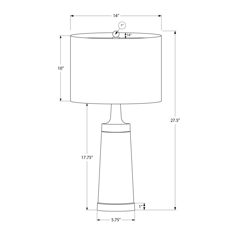 Lighting, H 28 po, lampe de table, métal noir, abat-jour beige, contemporain