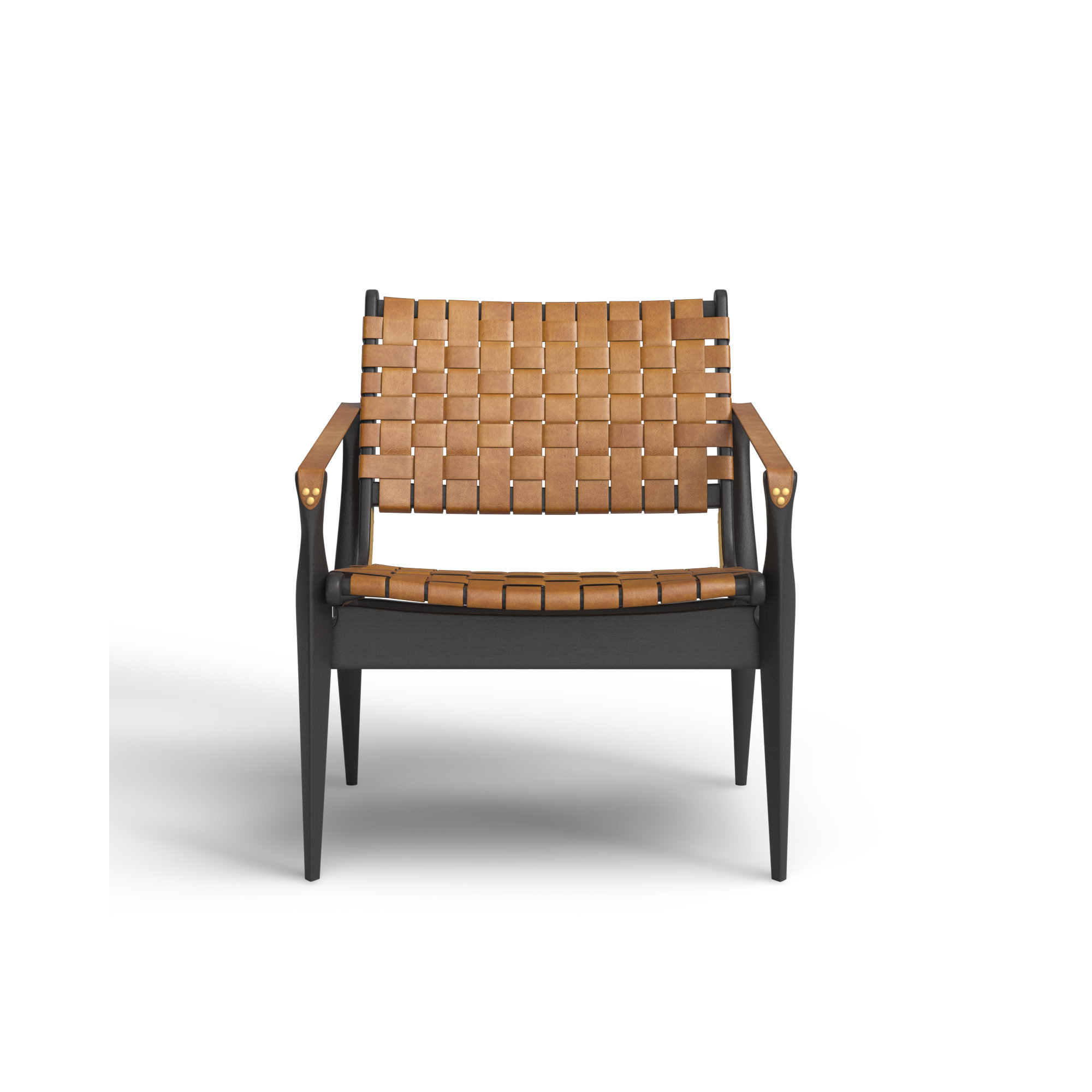 Kenan Upholstered Armchair, Brown Genuine Leather, Black