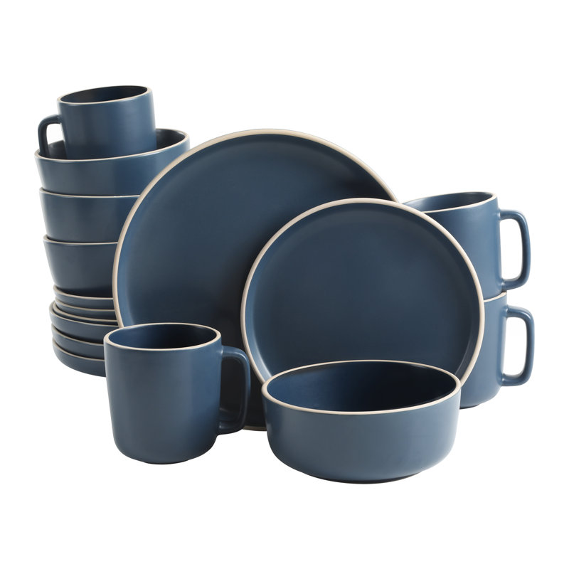 Zuma 16 Piece Dinnerware Set, Service for 4, Cobalt