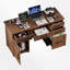 Bureau de direction Farmhouse avec station de charge, tiroir classeur, 4 tiroirs et armoire de rangement-141271369