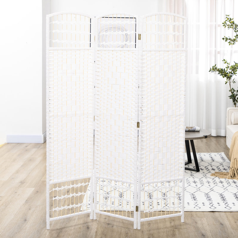Paravent 3 panneaux pliable, écran d'intimité 5,6 pi, cloison en fibre blanche pour la maison, le bureau, le style et la légèreté
