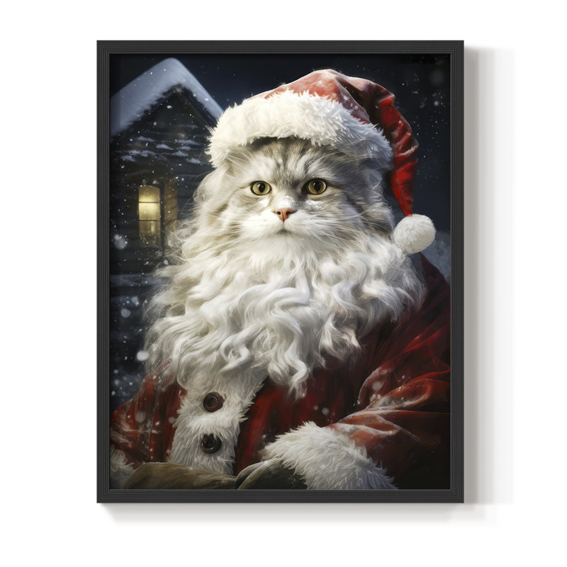 «Santa Paws II», reproduction encadrée - bois massif, Noir, noir, noir, noir, H 21 po x l 17 po