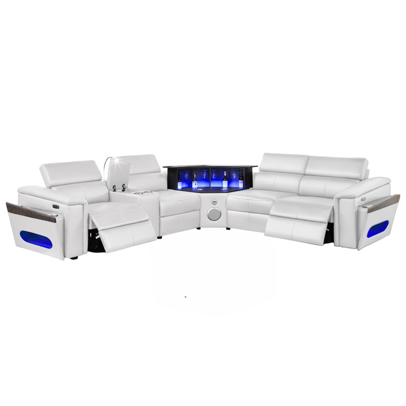 Canapé modulaire inclinable électrique Smart Lounge avec console de lecture de lumière DEL, chargement USB et sans fil