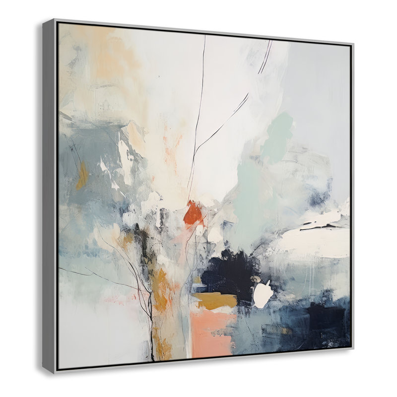 «Ethereal Blue Beats II» par Irena Orlov, L 46,5 po x H 46,5 po, Toile avec cadre, Flottant argent