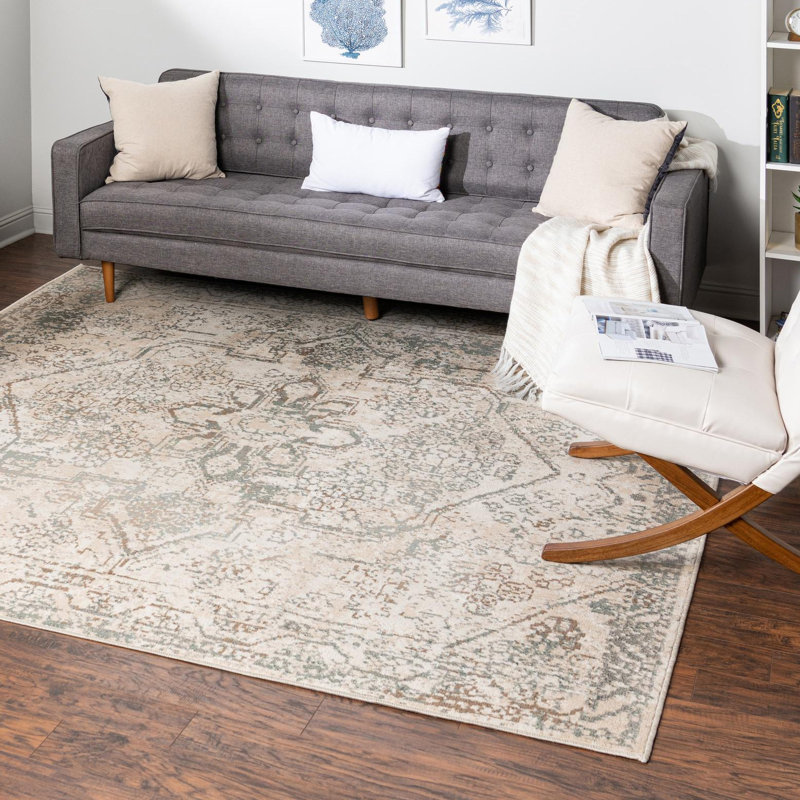 Tapis crème / brun Mosely Orentiel, Carré 6 pi 1 po