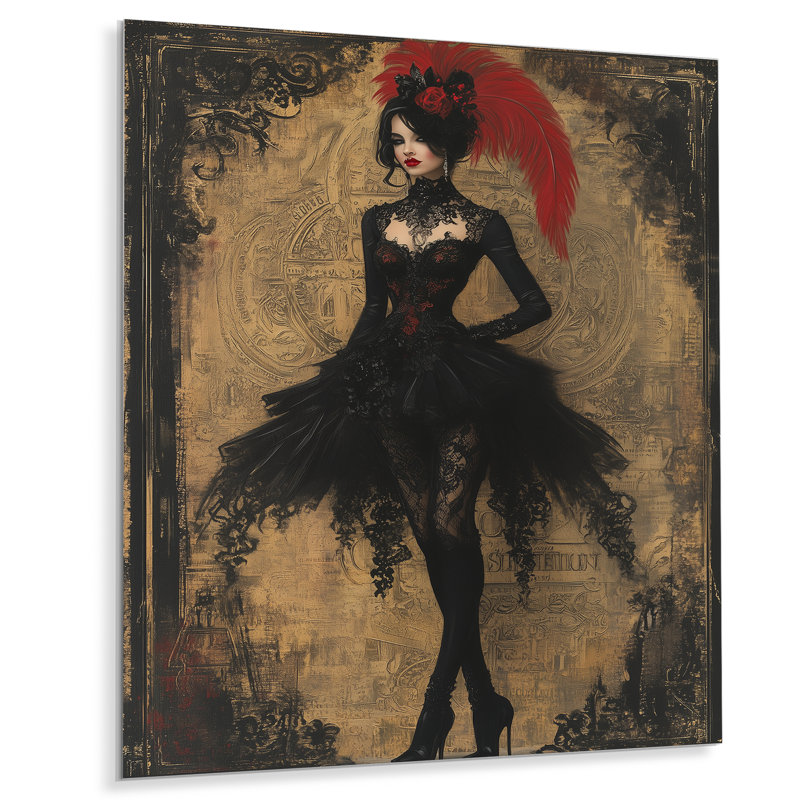 «Old Time Charm Classy Woman», décoration murale Cabaret femme, Sans cadre, métal, H 40 po x l 30 po