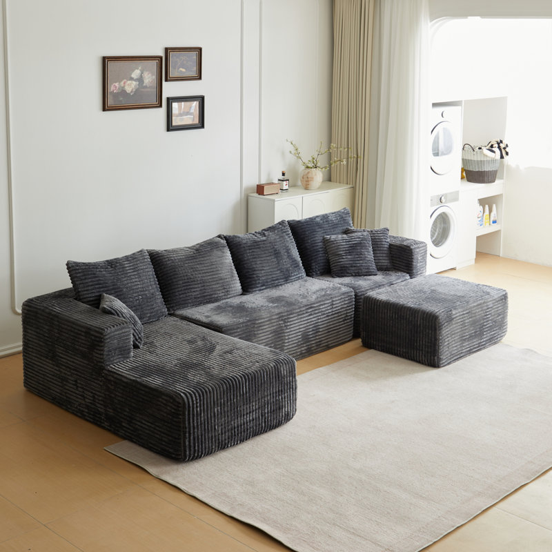 Canapé modulaire Cloud, revêtement en mousse grise, en forme de U moderne, confort de salon