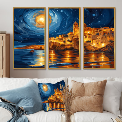 Moonlit Egypt In Starry Night Desert Scene II - Egypt Wall Art Print Set