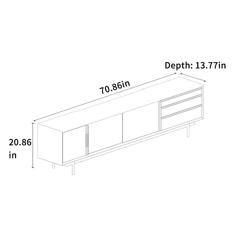 Solid Wood TV Stand with Versatile Storage, 70.86"