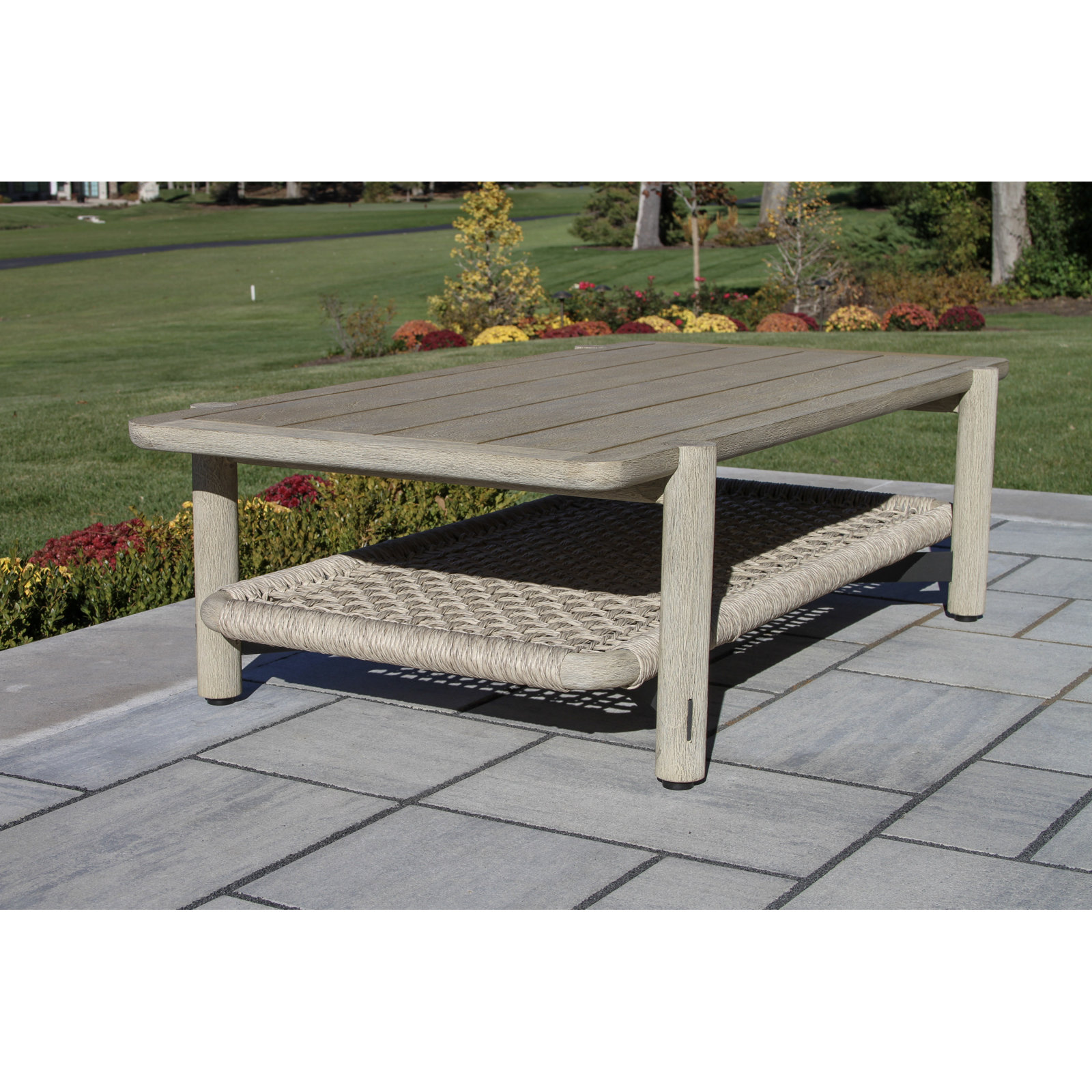 Inessa 3-Person Teak Patio Seating Group, 2 Pieces: Table, Sofa