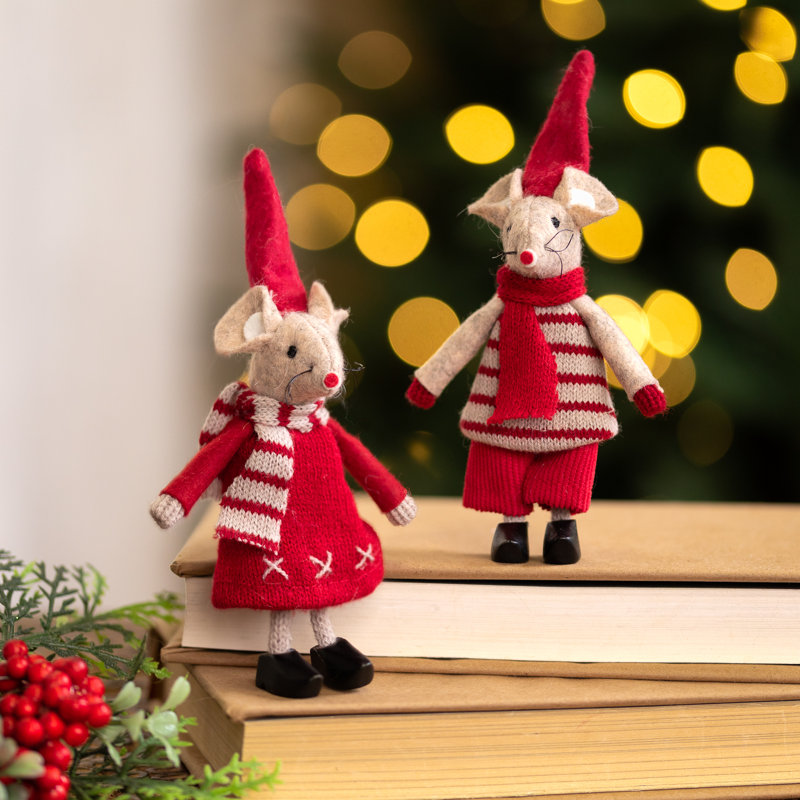 Décorations de Noël pour souris debout, 6 po, ensemble de 2