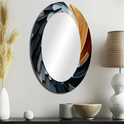 Geometric Spiral III - Large Oval Wall Mirror On Metal