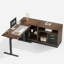 Bureau debout réglable en forme de L de 67 po avec 2 classeurs, AC / USB et bureau assis-debout Adonia-1672752250