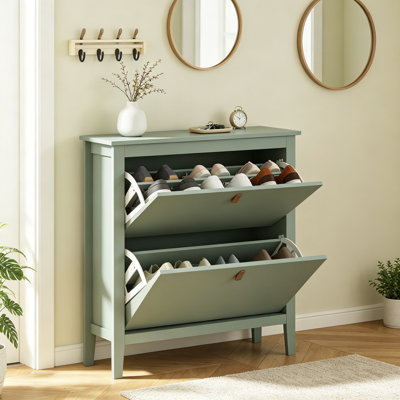 Modern Two-Drawer Shoe Cabinet - Green
