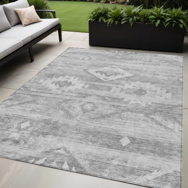 Tapis extérieur gris lavable et gris anthracite 5 pi x 8 pi Sud-Ouest