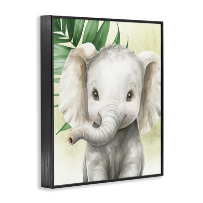 «Jungle Friends Baby Elephant», art de la giclée encadrée, design par Christine Simpson Art