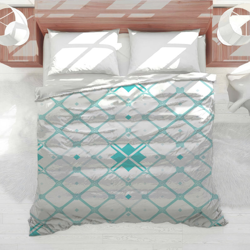 Turquoise Lattice Pattern Comforter, Queen