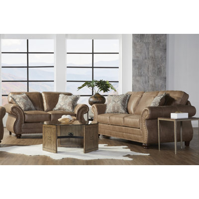 Leinster Faux Leather Upholstered Nailhead Sofa And Loveseat Set by Darby Home Co