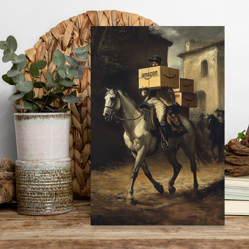 Impression d'art mural cheval rétro classique, 18" H x 12" W
