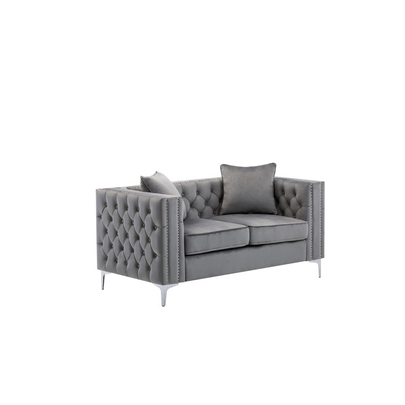 Causeuse en velours gris Lorreto