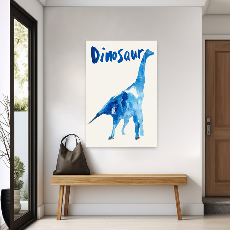 Art mural abstrait animal ludique bleu, 60" H x 40" W