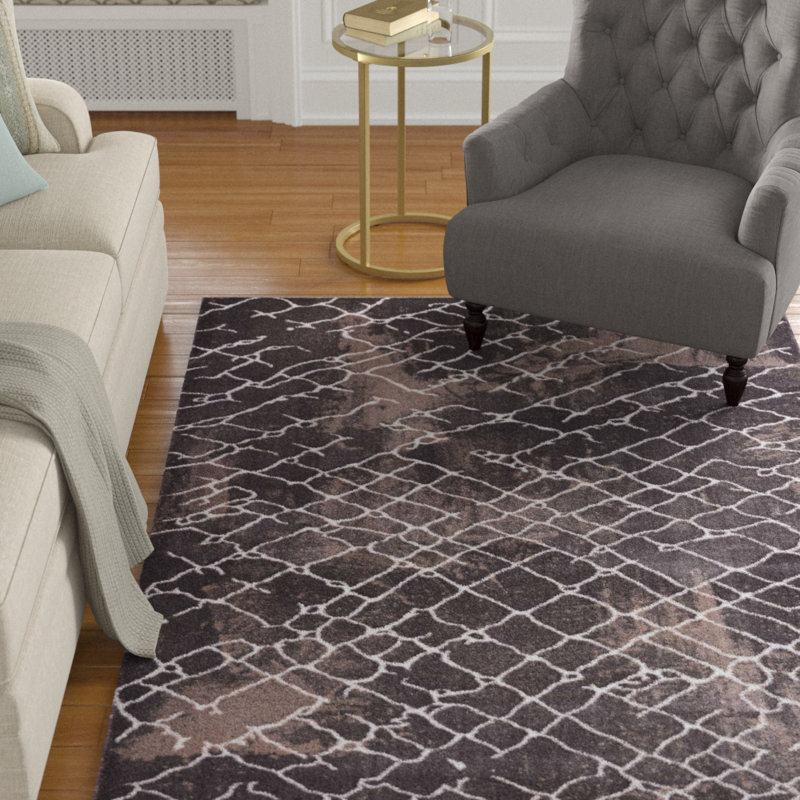 Tapis à motif géométrique brun Lake City, Rectangle 5 pi 3 po x 7 pi 7 po