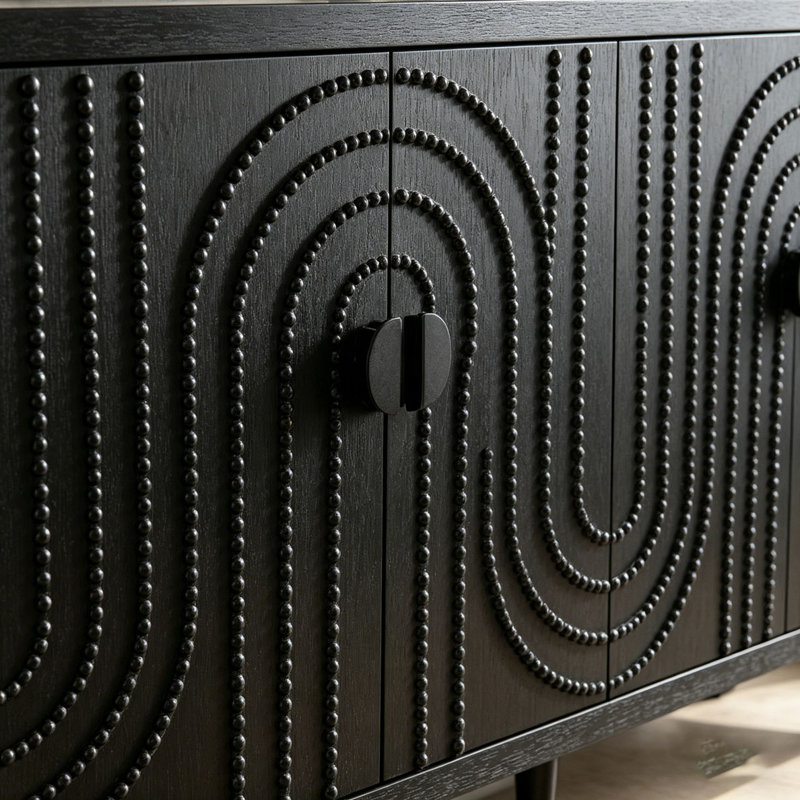 Cabine de rangement moderne en bois noir, 59 pouces - noir