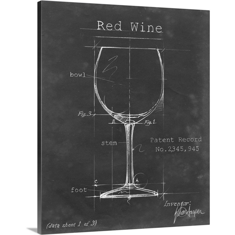 Barware Blueprint III - Reproduction d'art graphique sur toile, Toile tendue, H 45 po x l 36 po x P 1,25 po
