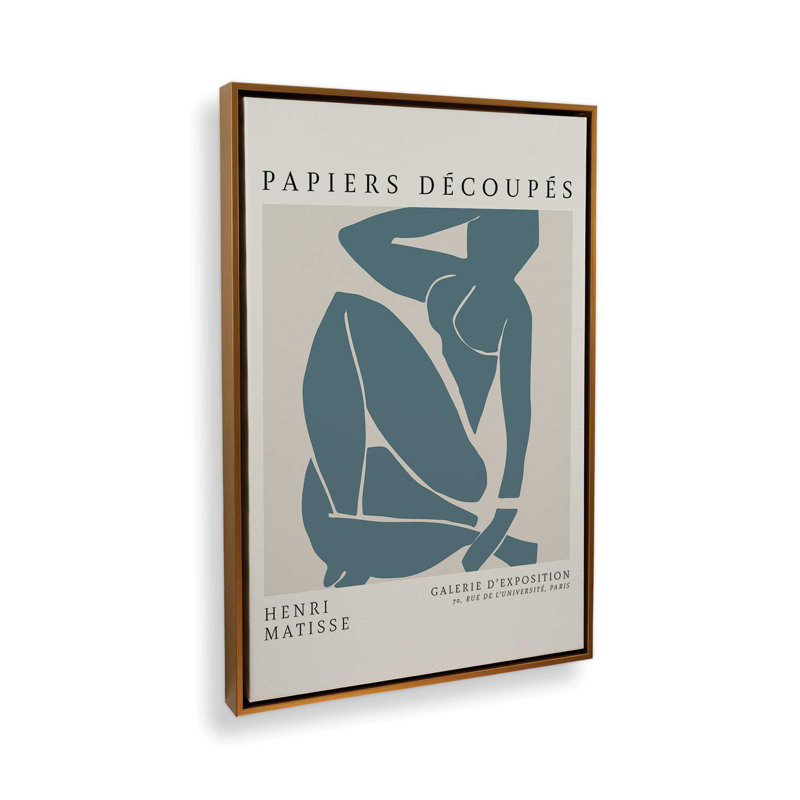 Matisse's Nude III en bleu minuit, H 48,75 po x l 32,75 po x P 1,75 po, Cadre flottant or poli