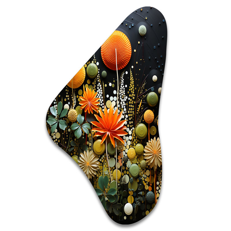 «Orange Mid Century Natures Harmony II», art mural abstrait en métal de style Mid-Century abstrait, reproduction de sculpture murale en métal de forme irrégulière