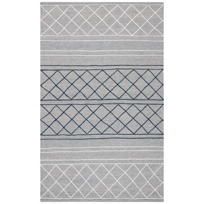 Brittany Hand Woven Cotton/Wool Geometric Rug in Gray
