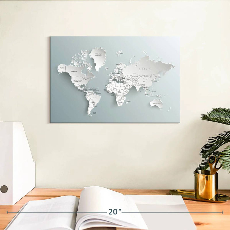 Carte du monde moderne Aliaz, H 8 po x l 12 po