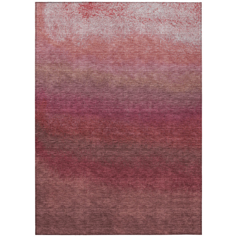 Machine Washable Indoor/Outdoor Xhevrie Red Rug, Rectangle 8' x 10'