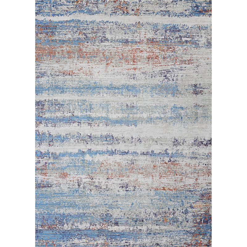 Tapis bleu / gris Atanasa, Rectangulaire 3 pi 11 po x 5 pi 6 po