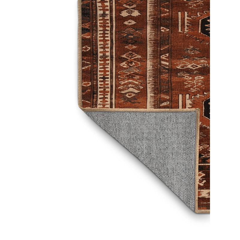 Tapis brun turc lavable à la machine, Carré 7 pi