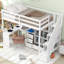 Lit mezzanine simple avec bureau en L et tiroirs, armoire et escalier de rangement-144140576