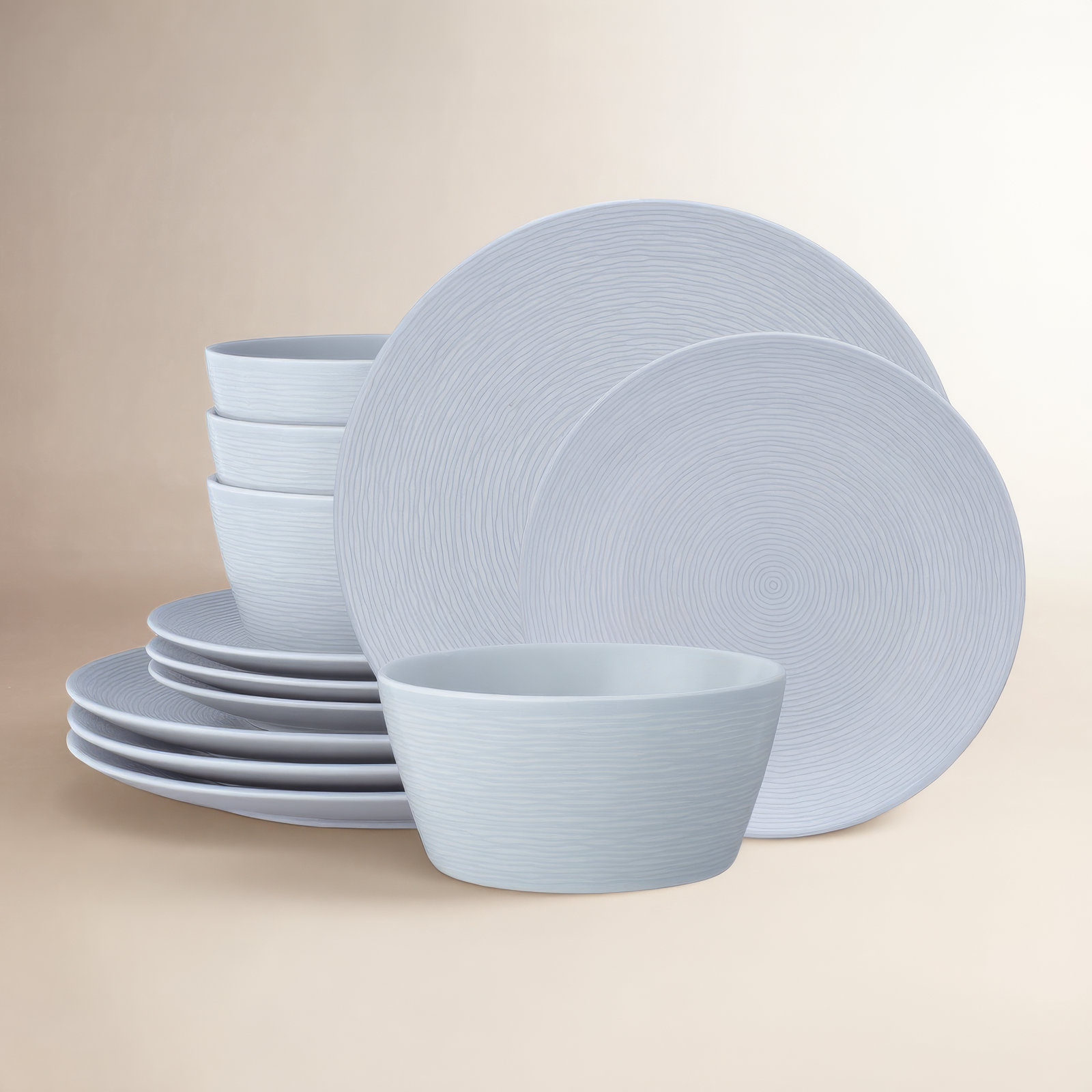 Noritake Colorscapes Swirl 12-Piece Coupe Dinnerware Set, Service For 4, Gray