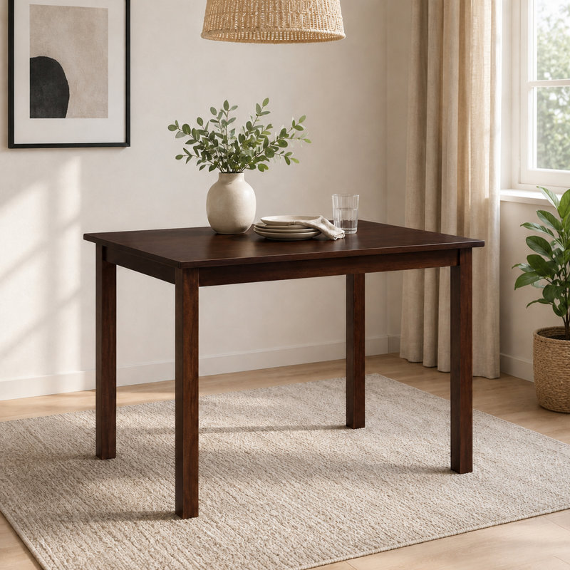 43-Inch Rectangular Wood Dining Table, Cappuccino Finish