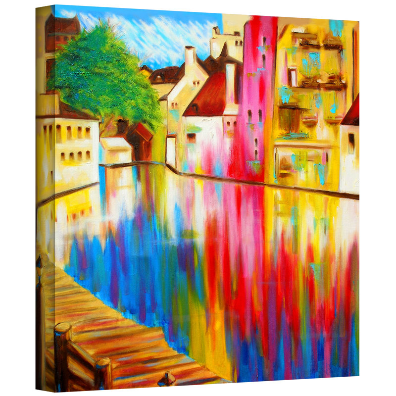 « river through treviso » par susi franco, reproduction d’art sur toile, H 18 po x l 18 po