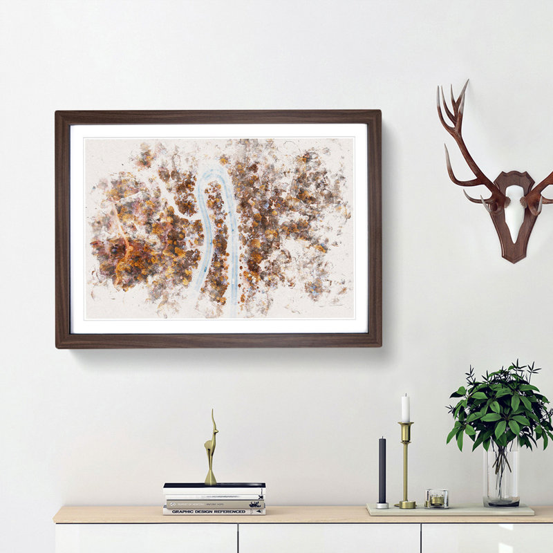 Bend in the Forest Road Watercolour - Picture Frame Graphic Art Print, 62cm H x 87cm W x 2cm D, Walnut Framed