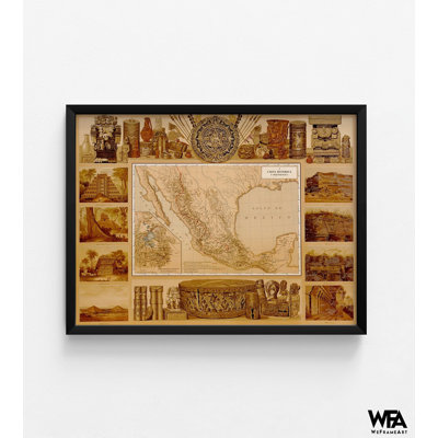 Carte de l'archéologie du Mexique, idée de cadeau d'archéologue, affiche de maison mexicaine, affiche murale de classe espagnole, vieille carte du Mexique, affiche