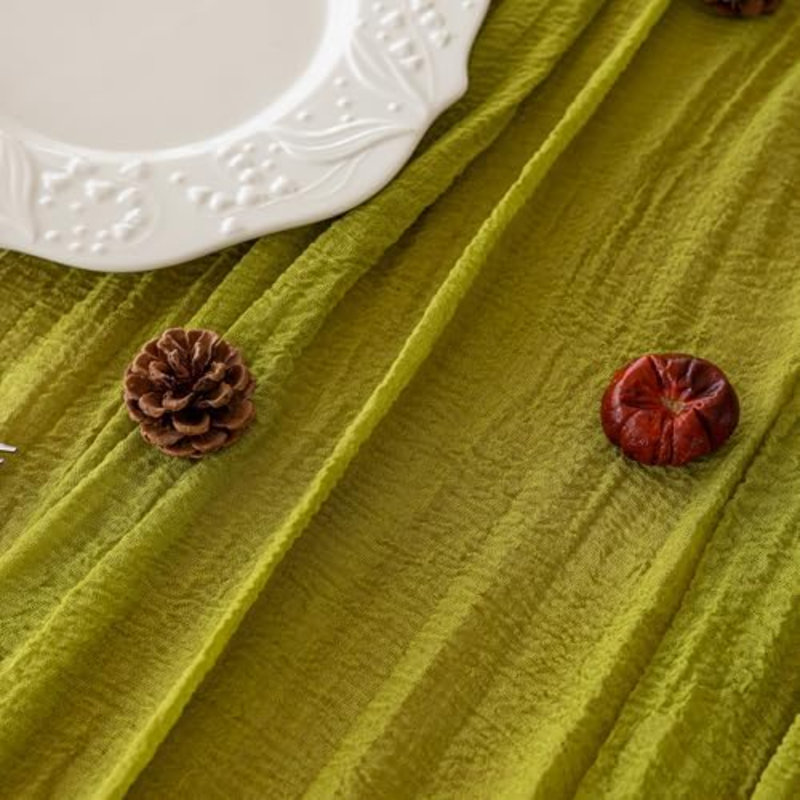 Chemin de table en mousseline vert mousse (3 pièces), 3 mètres, pour décoration de fête ou d'intérieur