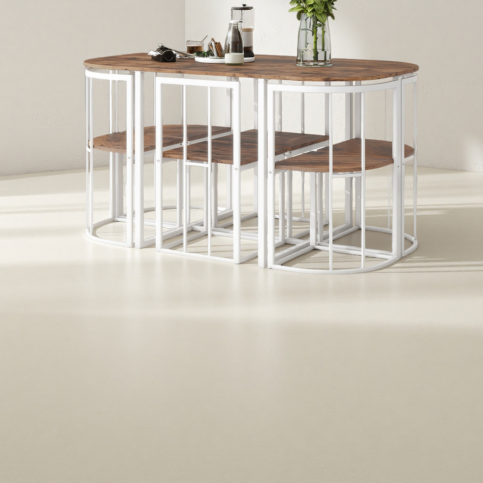 Latitude Run® Modern 7-Piece Dining Table Set With Faux Marble Compact ...