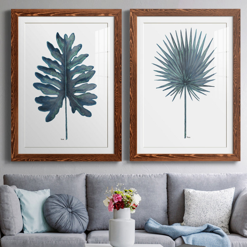 «Blue Oasis I», ensemble de 2 reproductions d'art, Papier avec cadre érable, Blanc, H 31,5 po x l 47 po x P 1,5 po