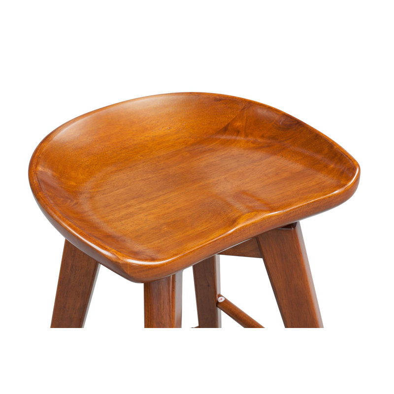 Tabouret de bar et de comptoir pivotant en bois massif Basnti, Noyer, Tabouret de comptoir (siège d'une hauteur de 24 p