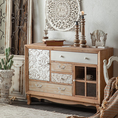 Brown+White Solid + Manufactured Wood Sideboard