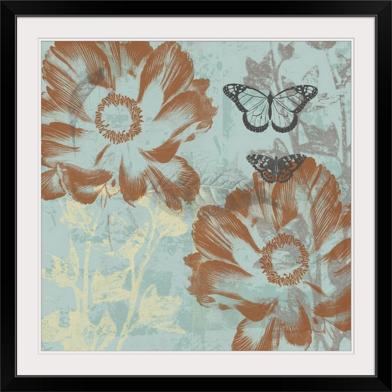 « ii » jennifer grolier, impression Teal Garden, Cadre noir, H 20" x l 20" x P 1"