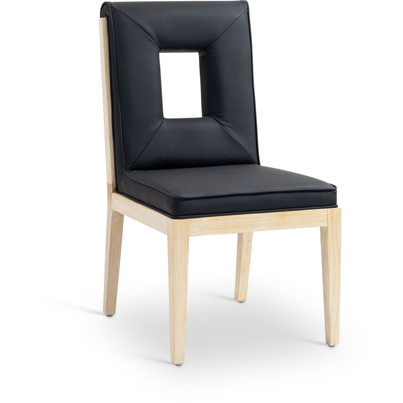 Chaise d'appoint Flore, Cuir végétalien noir, Naturel