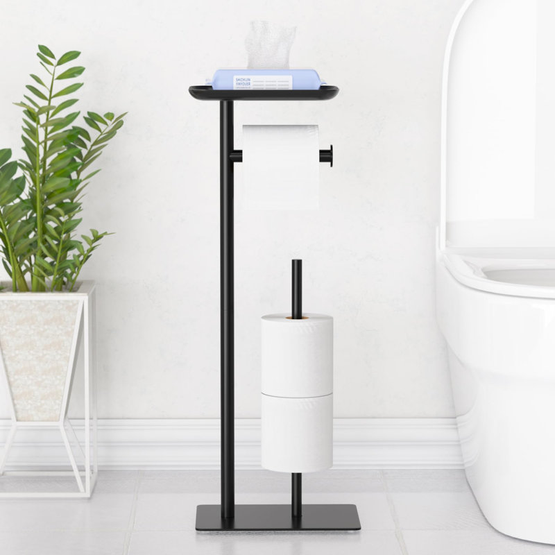 Free Standing Toilet Paper Holder, Matte Black